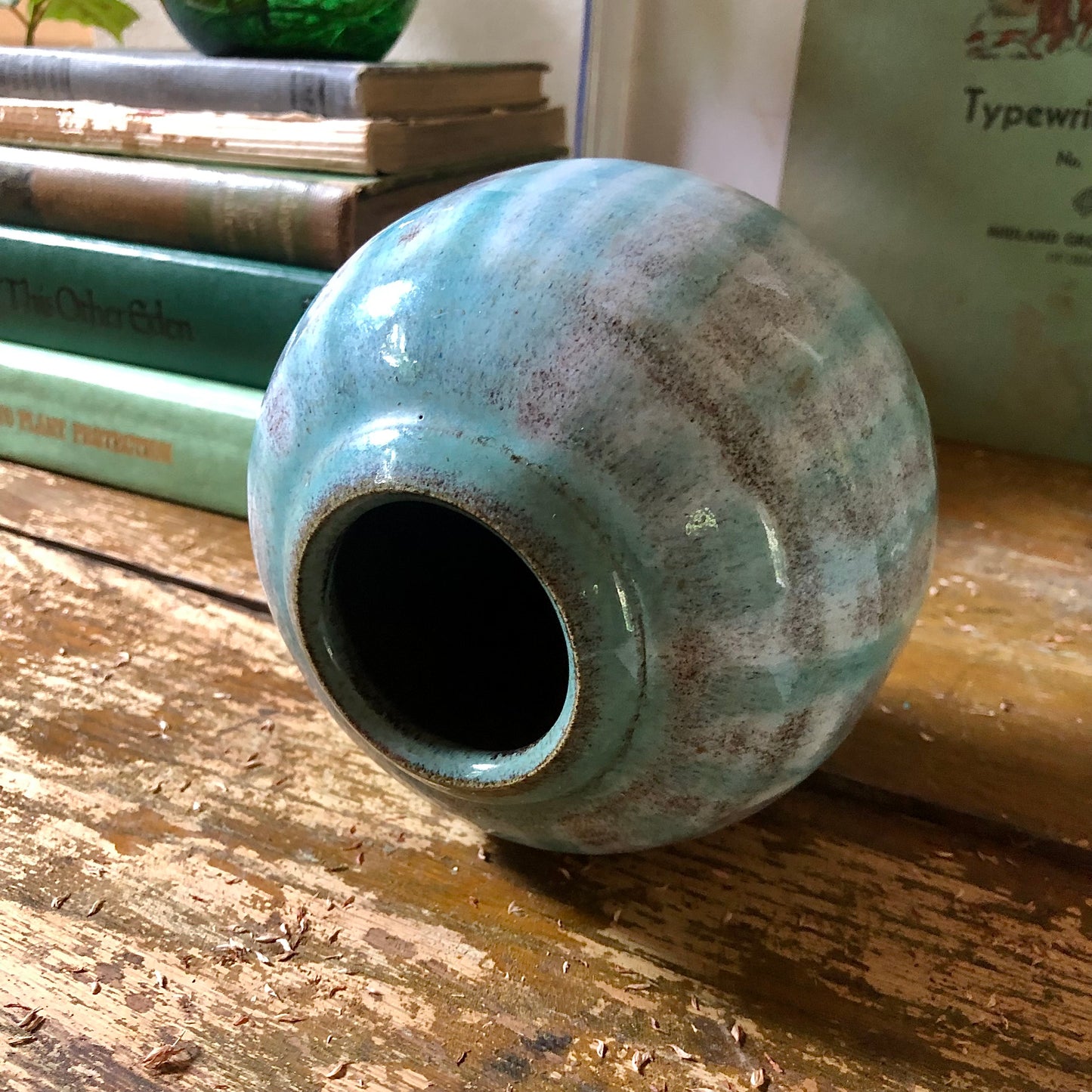 Vintage Studio Pottery Aqua Vase