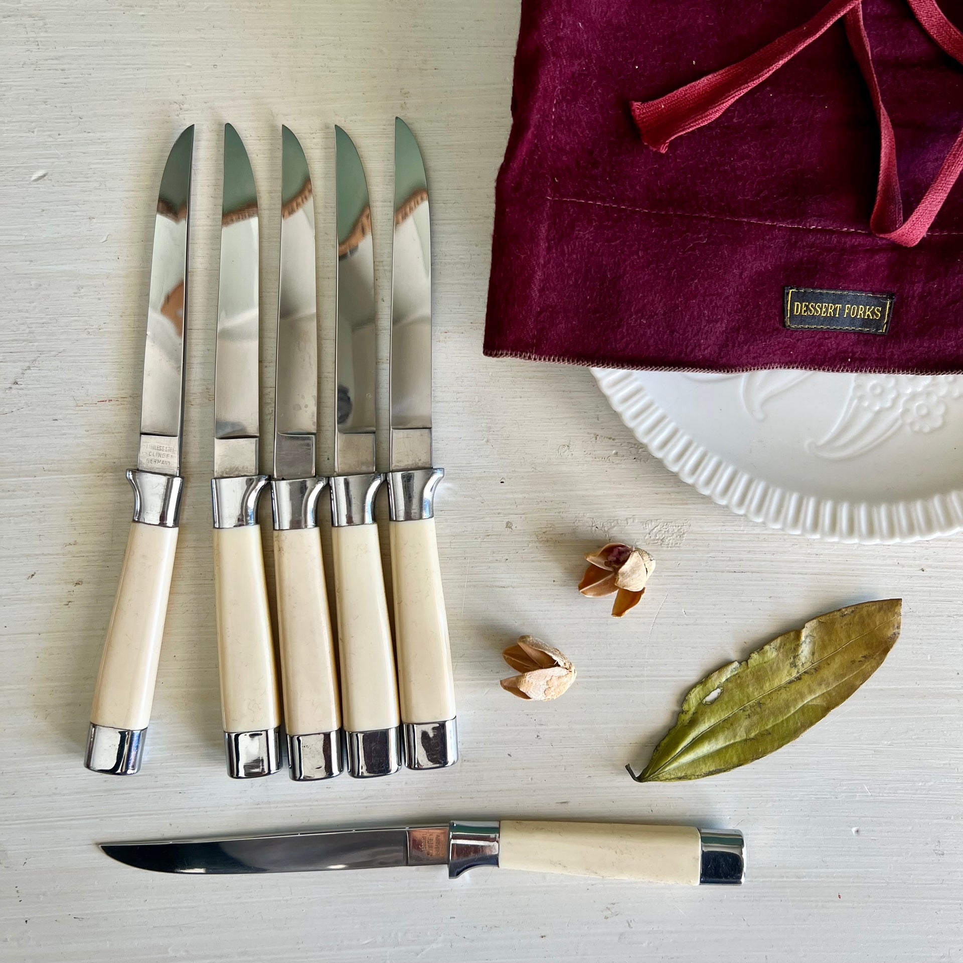 Discontinued 6 piece White Marble Steak Knife Set