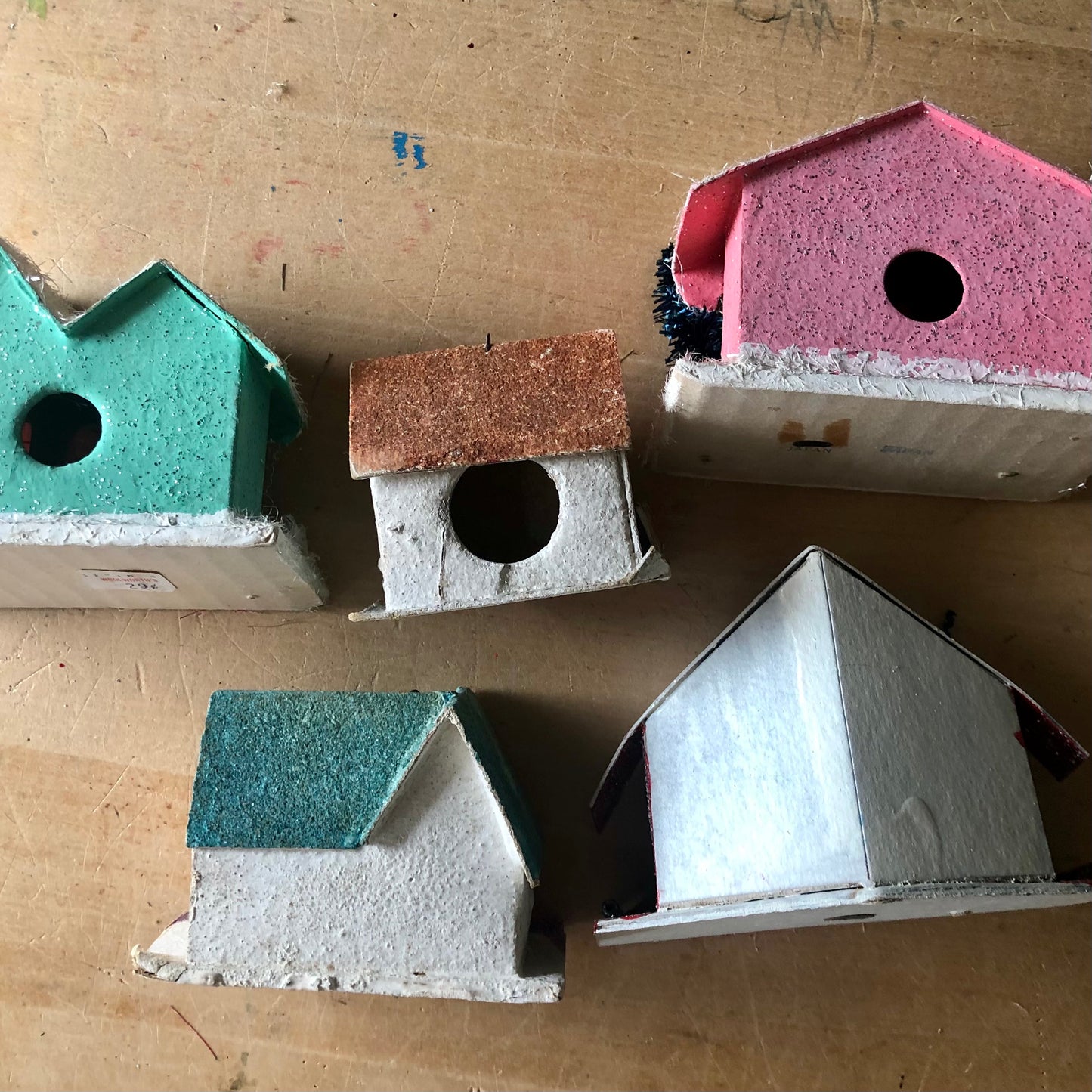 Vintage Putz Houses, Set of Five (c.1950s)