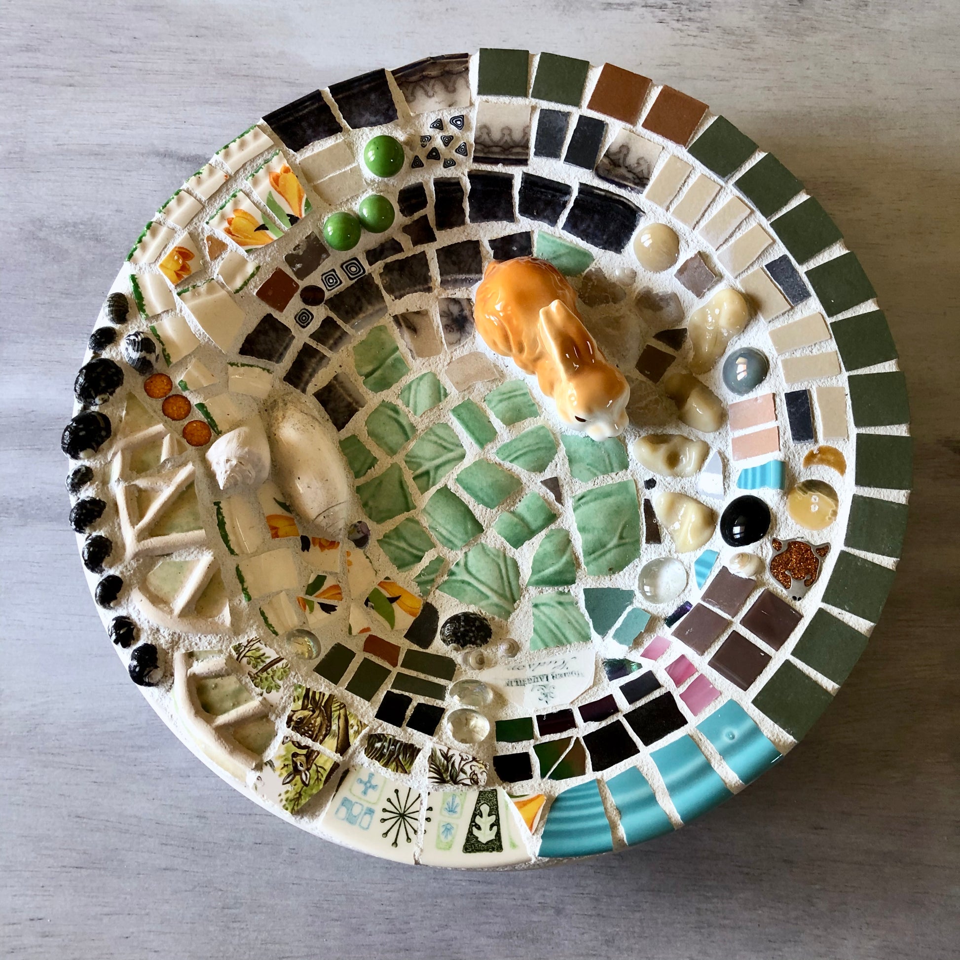 Handmade Mosaic Art Bunny Bowl