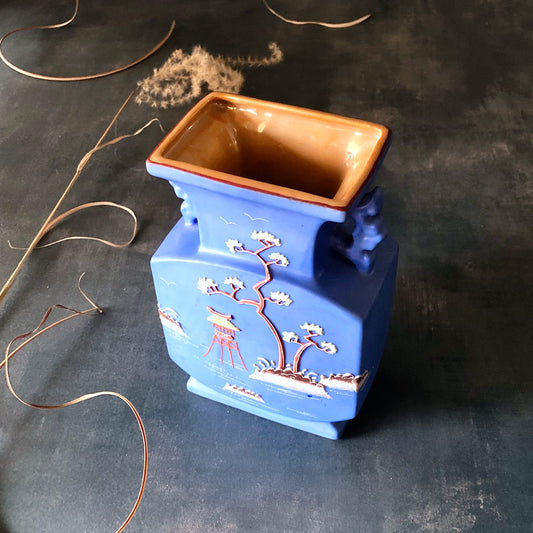 Vintage Japan Blue Moriage Lustreware Vase (c.1940s)