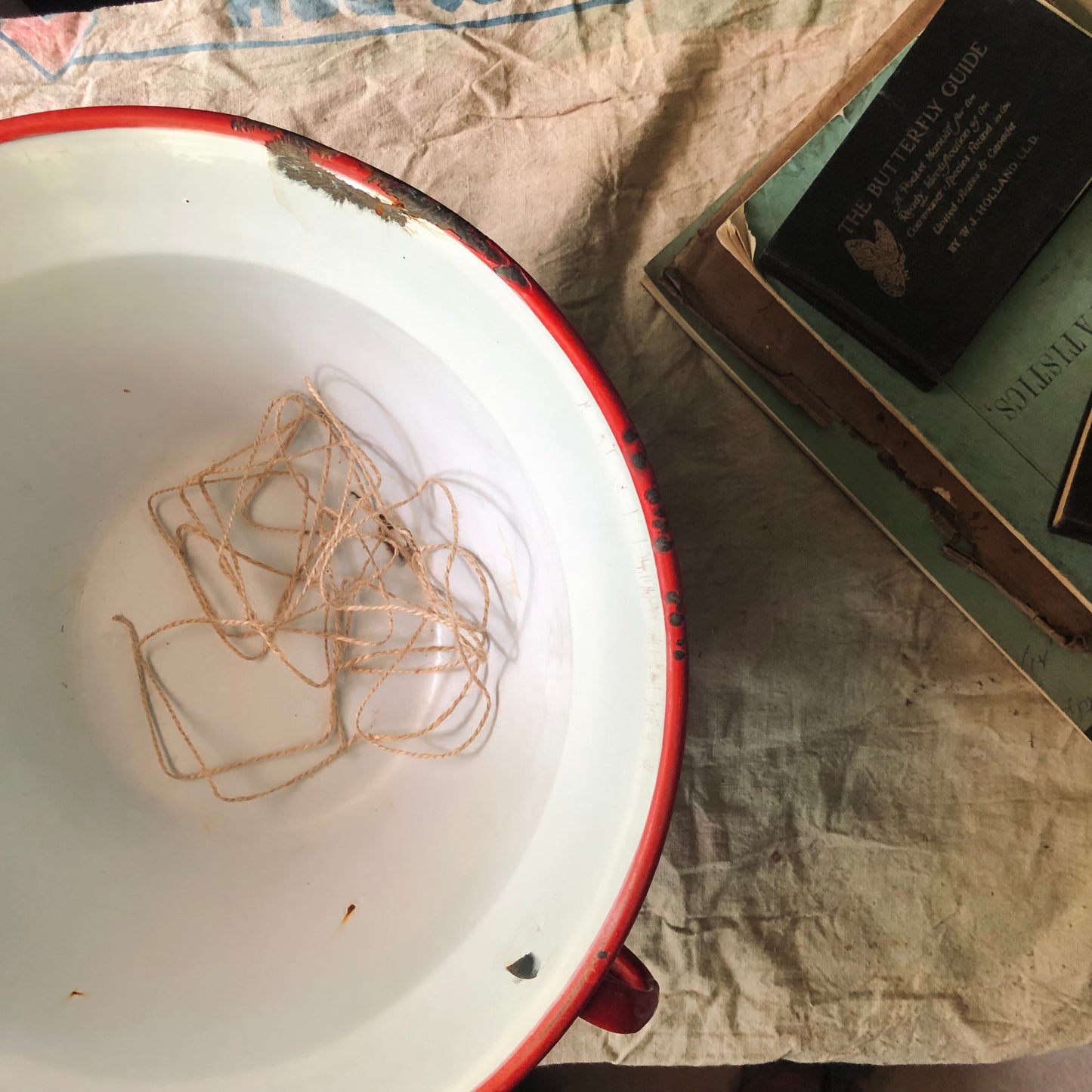 Vintage European Red Enamel Harvest Bowl (c.1940s)