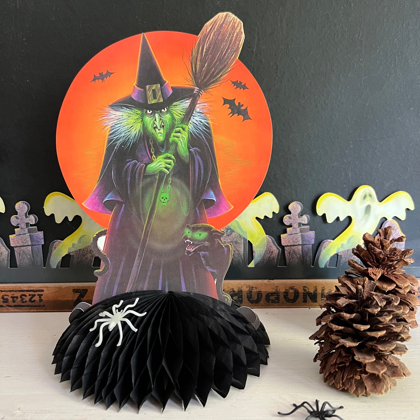 Vintage Halloween Witch Honeycomb Party Decoration (c.1984)