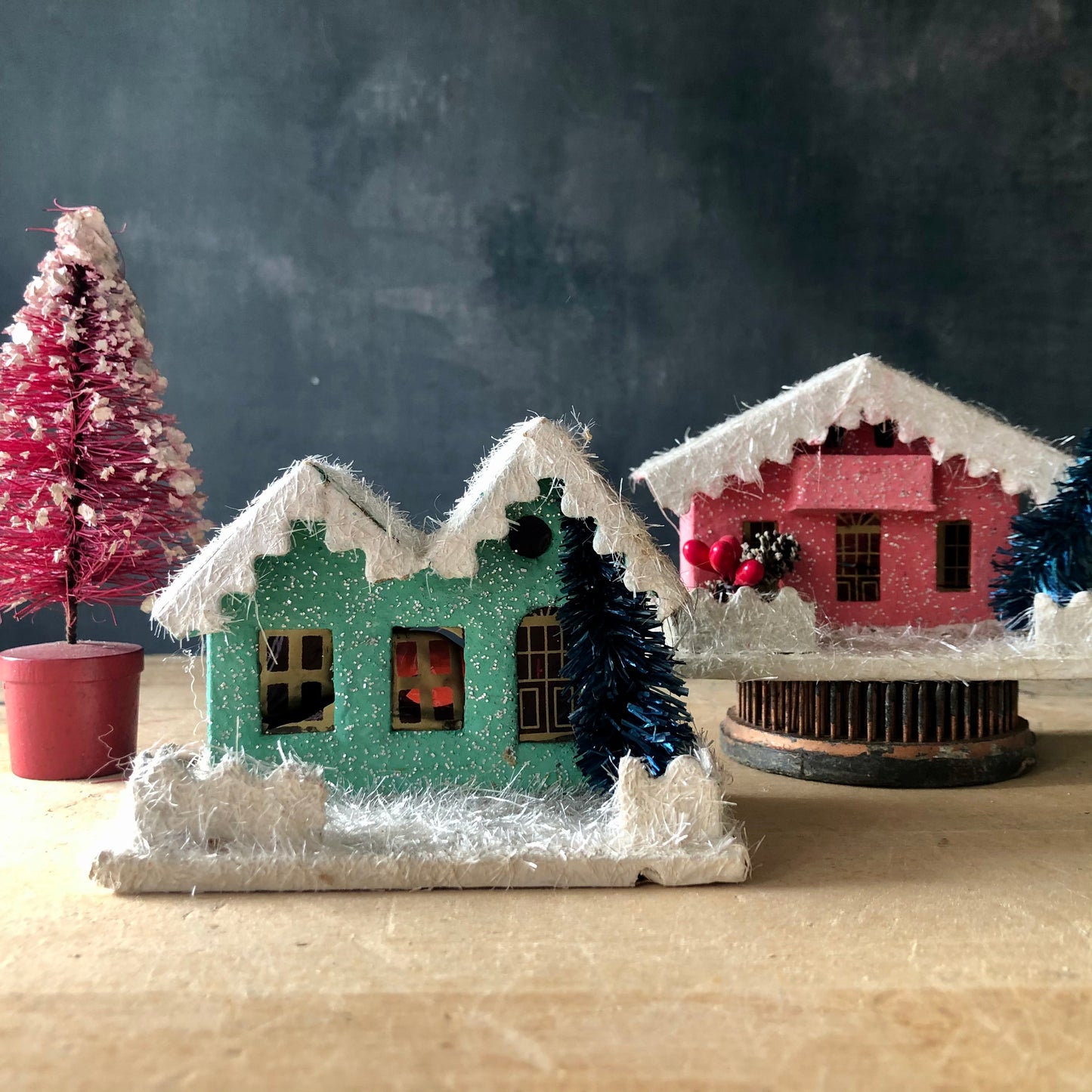 Vintage Putz Houses, Set of Five (c.1950s)