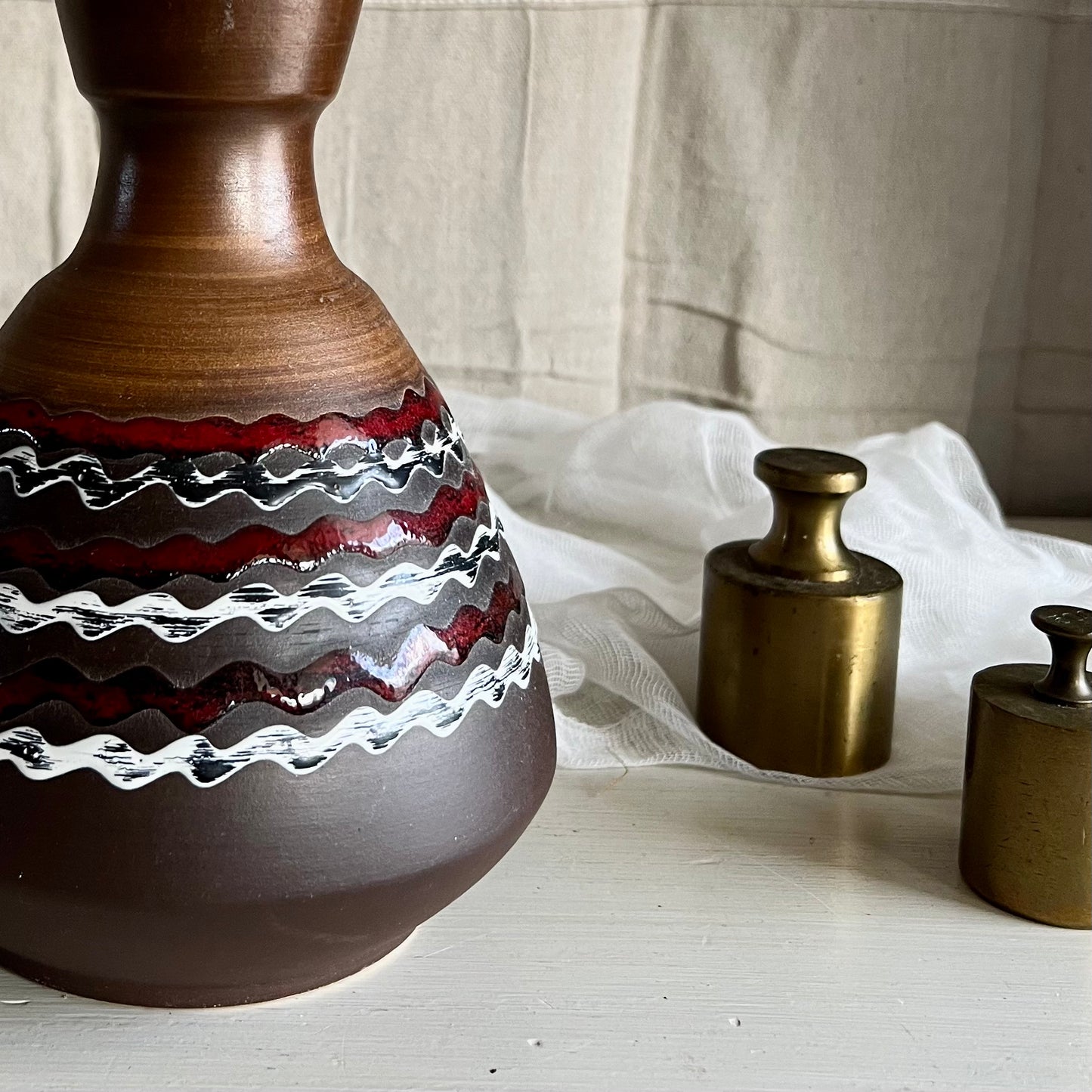 Mid Century German Studio Pottery Zig Zag Vase (c.1960s)