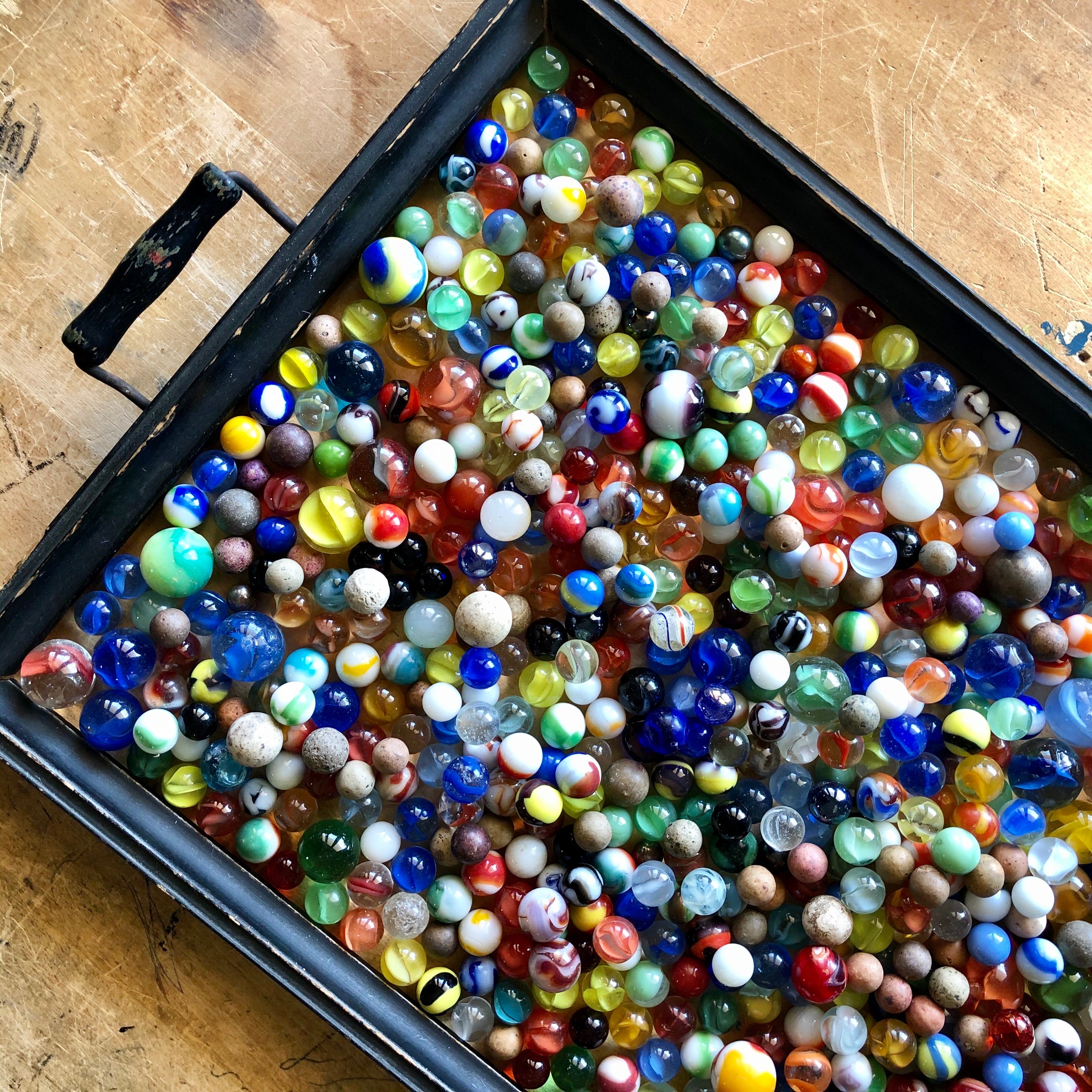 Huge selection of vintage marbles, different makers, sizes and material, 114 on sale