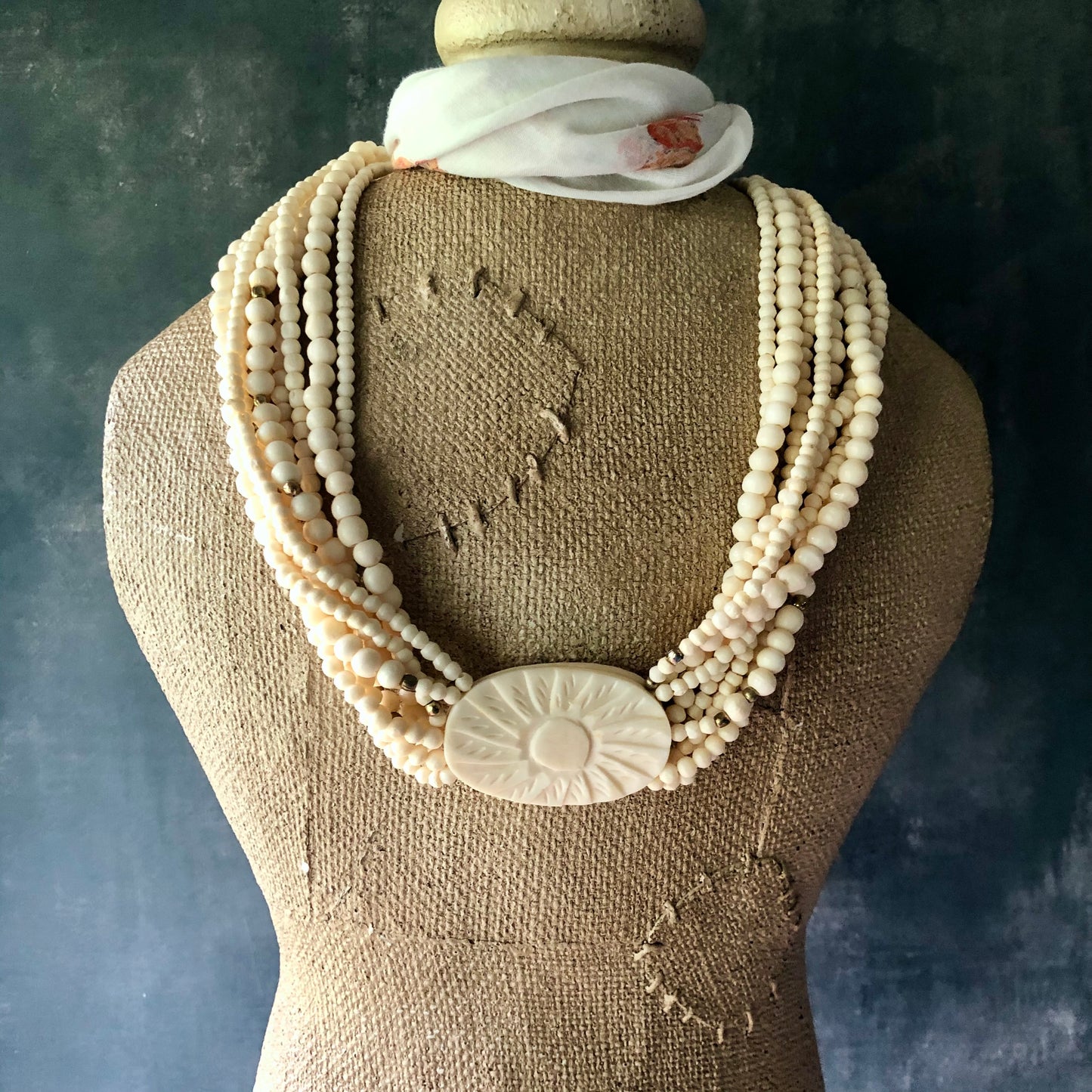 Vintage Celluloid Beaded Choker Necklace (c.1950s)