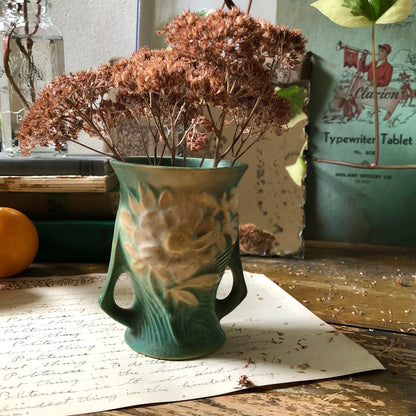 Vintage Roseville Green Peony Vase (c.1940s)